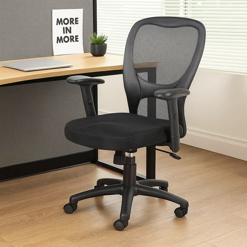 Lene Everyday Task Chair | Black CaressoftPlus Vinyl | Adjustable Arms BM344443