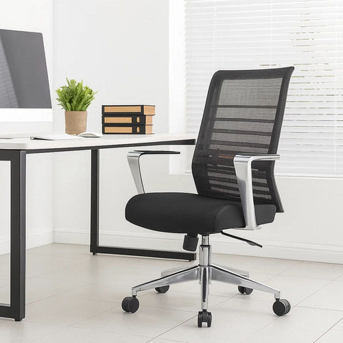 Zara Rolling Task Chair | Black Mesh | Aluminum Synchro-Tilt Mechanism BM344444