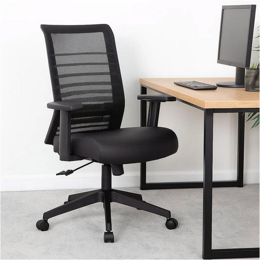 Zara Rolling Task Chair | Black Mesh & Antimicrobial Vinyl | Synchro-Tilt BM344445