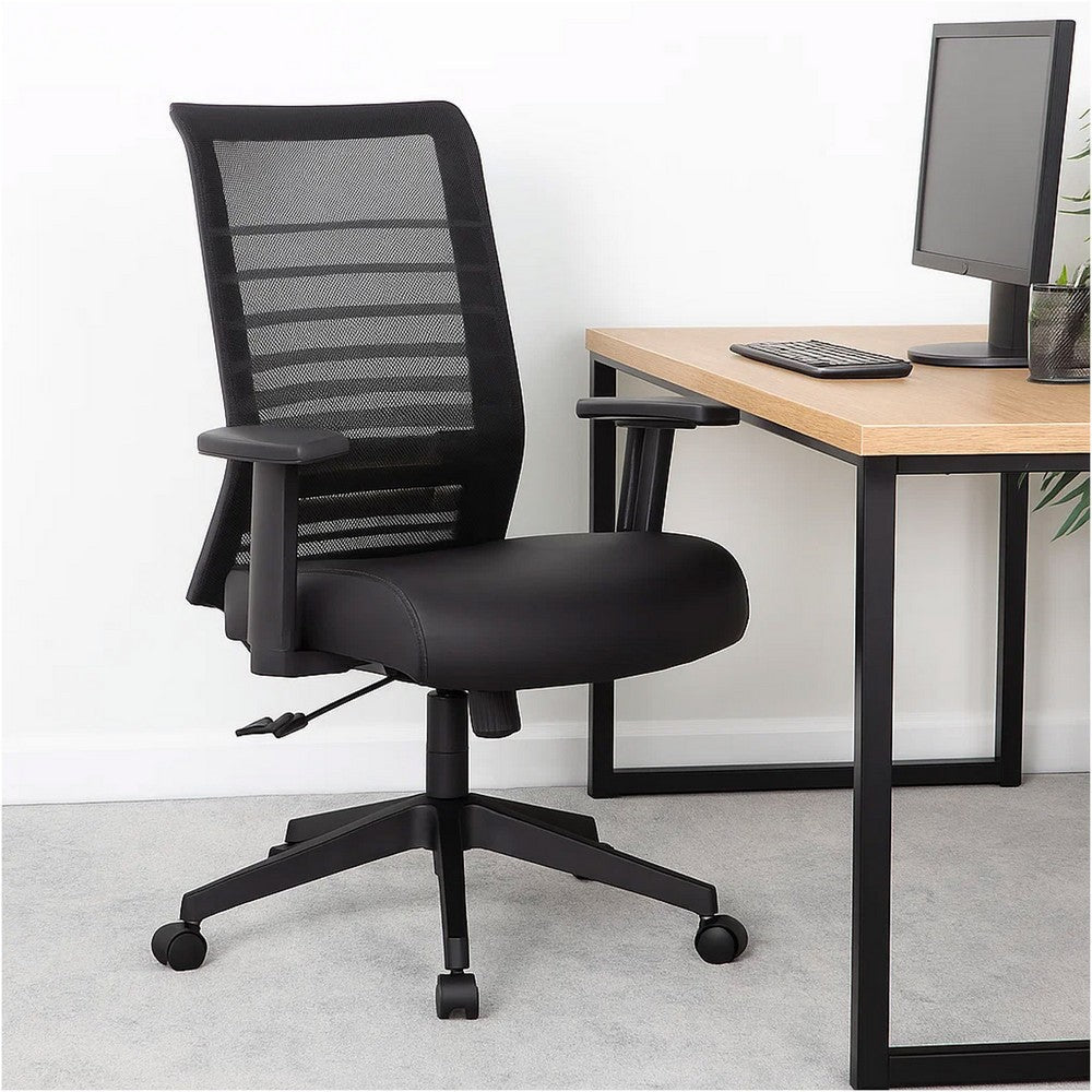 Zara Rolling Task Chair | Black Mesh & Antimicrobial Vinyl | Synchro-Tilt BM344445