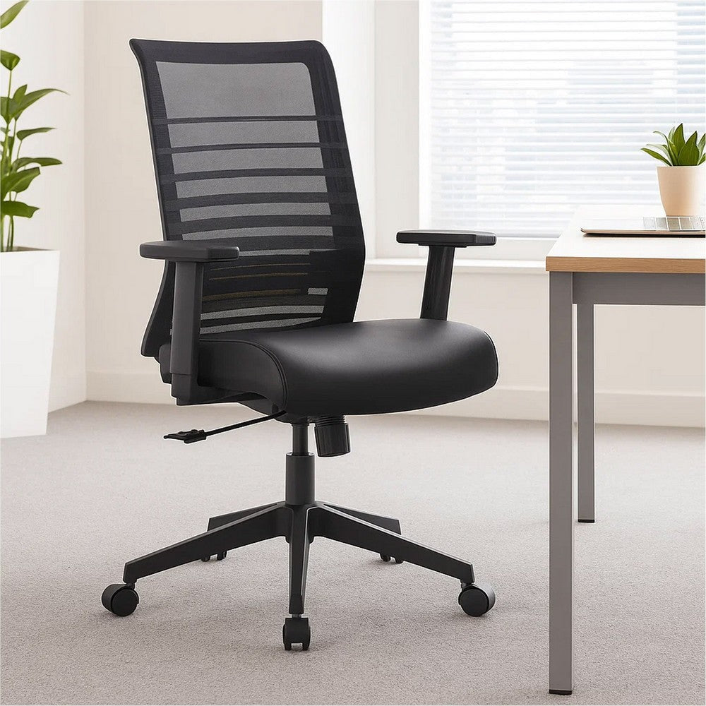 Zara Rolling Task Chair | Black Mesh & Antimicrobial Vinyl | Synchro-Tilt BM344445