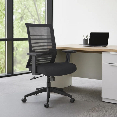 Zara Rolling Task Chair | Black Mesh | Adjustable Arms & Tilt Tension BM344446