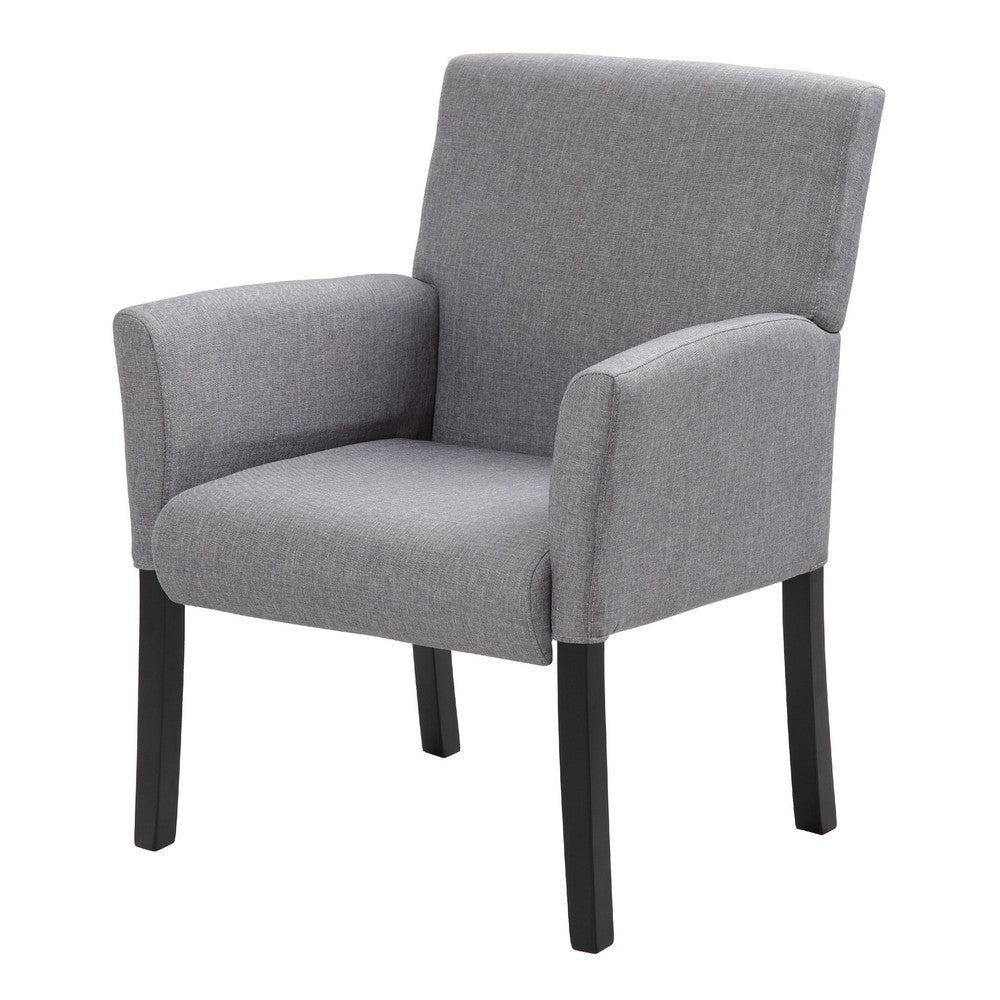 Nick Guest Armchair | Medium Gray Linen | Wood Frame Lumbar Support BM344449