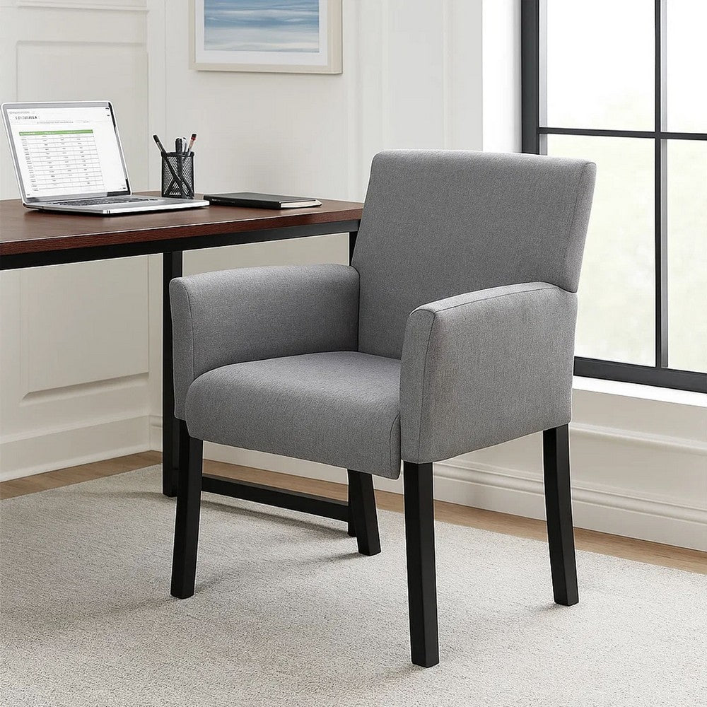Nick Guest Armchair | Medium Gray Linen | Wood Frame Lumbar Support
