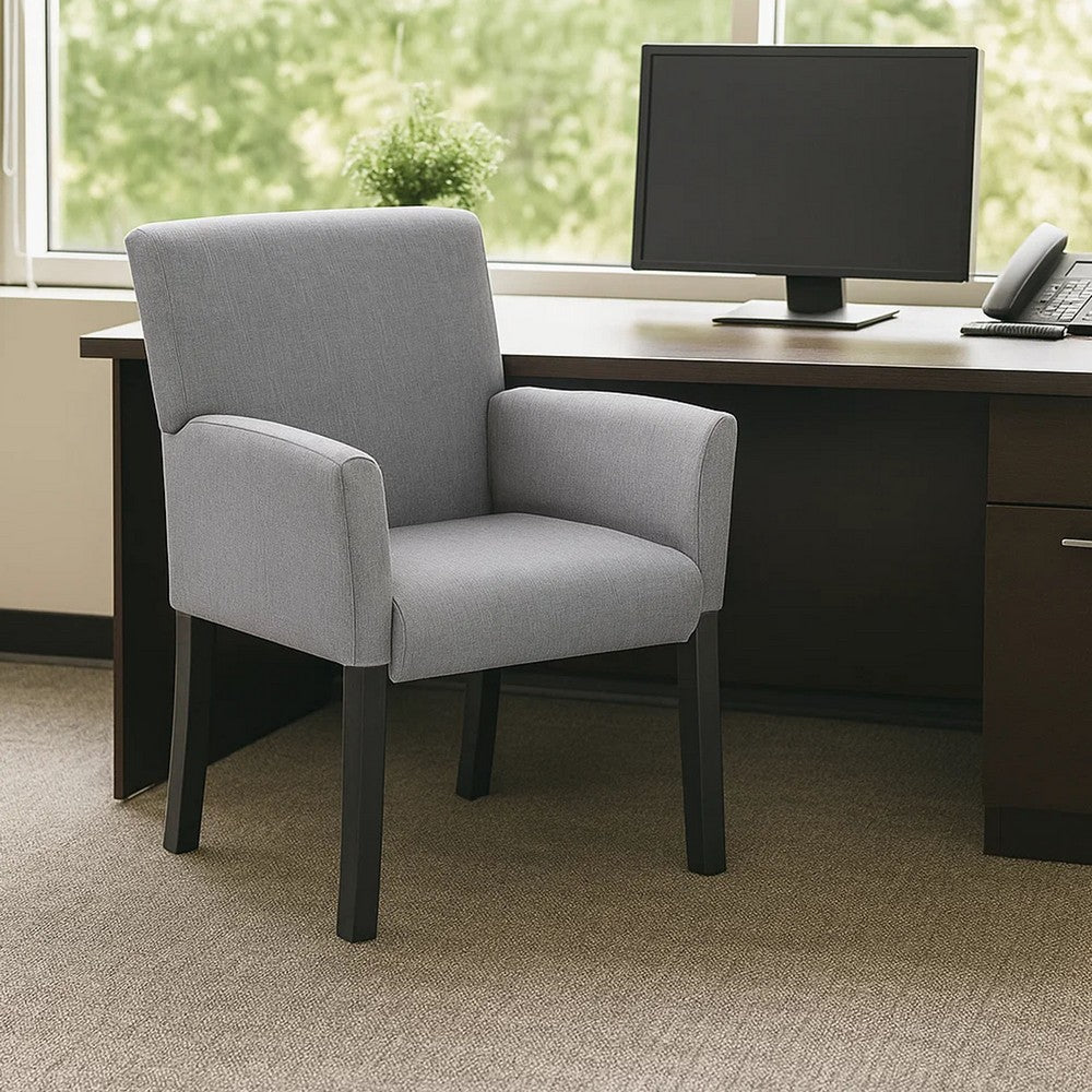 Nick Guest Armchair | Medium Gray Linen | Wood Frame Lumbar Support