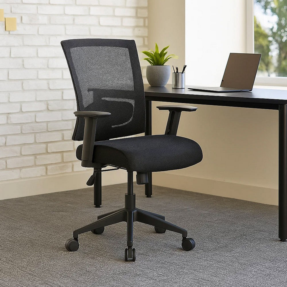 Rolling Task Chair | Black Mesh Back | Nylon Base | Height Adjustable BM344450