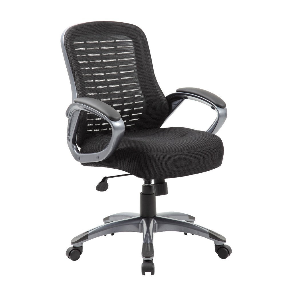 Rolling High Back Office Chair | Black Mesh & Vinyl | Lumbar Support BM344453
