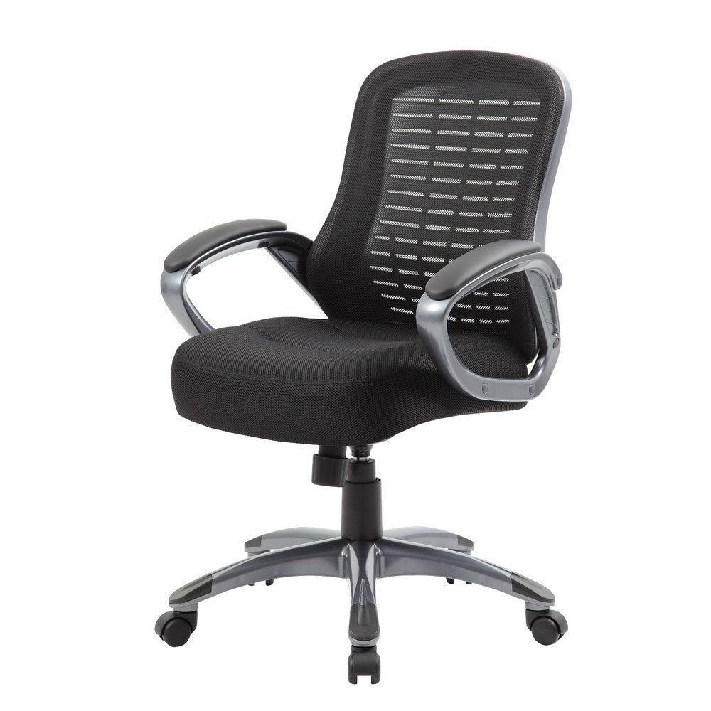 Rolling High Back Office Chair | Black Mesh & Vinyl | Lumbar Support BM344453
