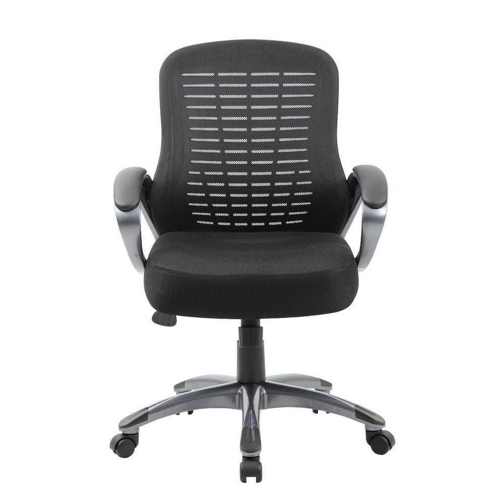 Rolling High Back Office Chair | Black Mesh & Vinyl | Lumbar Support BM344453