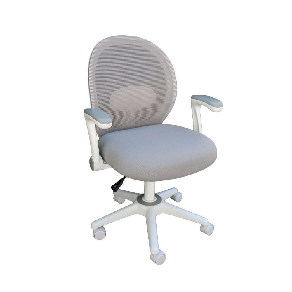 Rolling Task Chair w Flip Arms | Grey Mesh | Fabric Seat | White BM344454