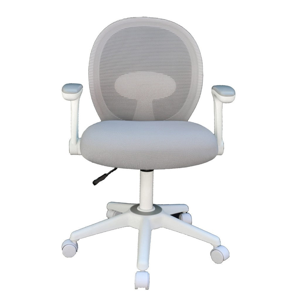 Rolling Task Chair w Flip Arms | Grey Mesh | Fabric Seat | White BM344454