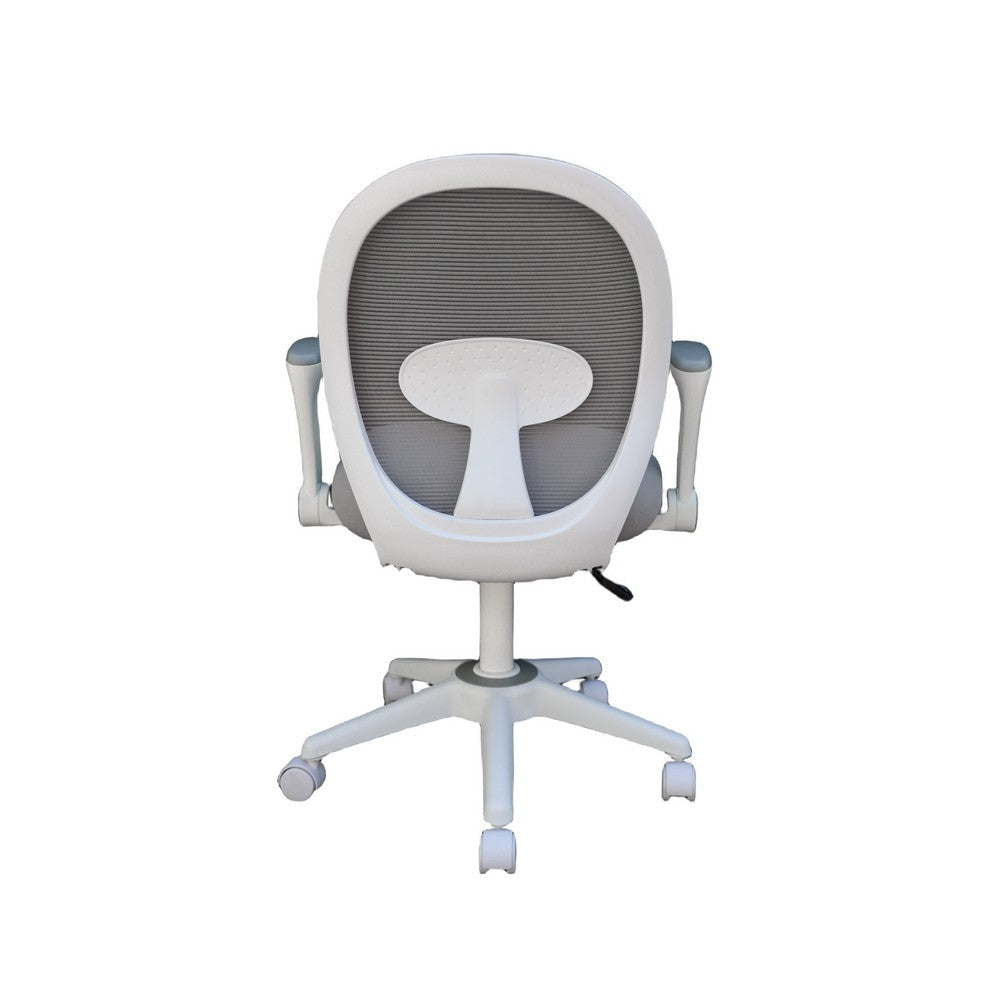 Rolling Task Chair w Flip Arms | Grey Mesh | Fabric Seat | White BM344454