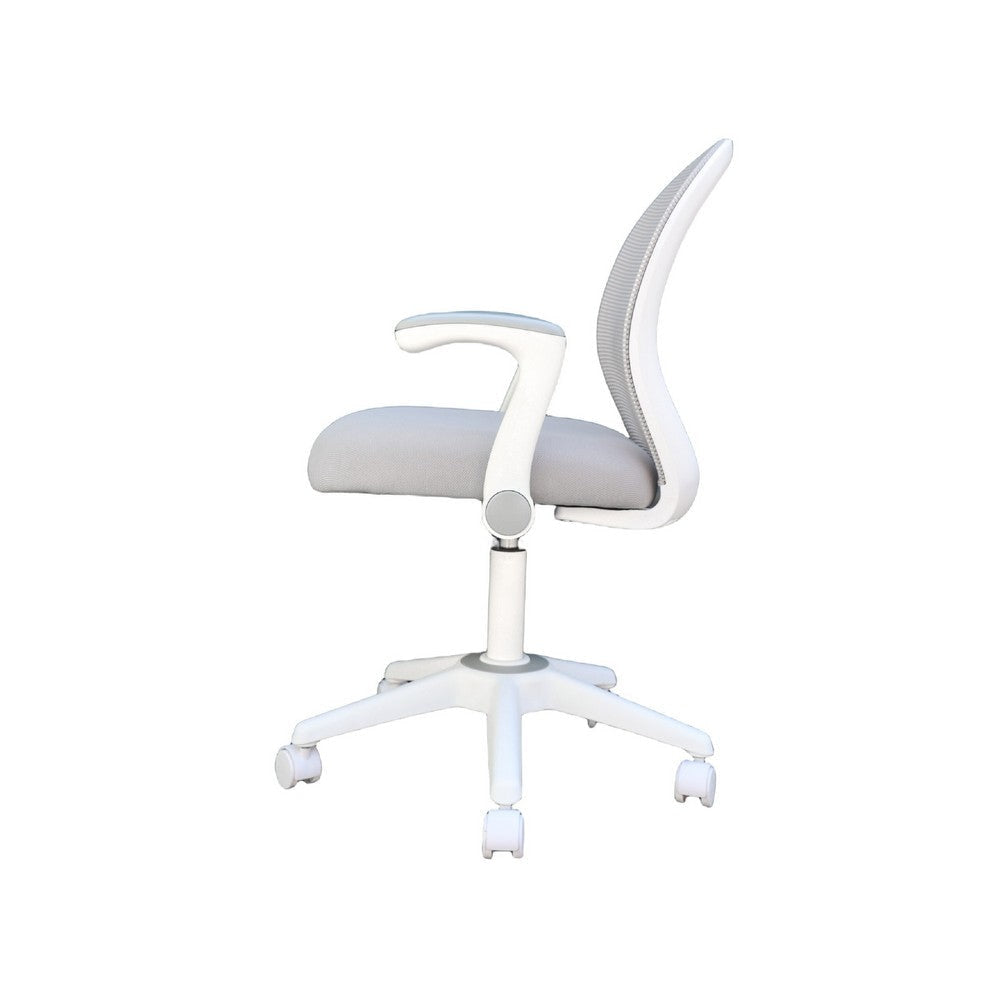 Rolling Task Chair w Flip Arms | Grey Mesh | Fabric Seat | White BM344454