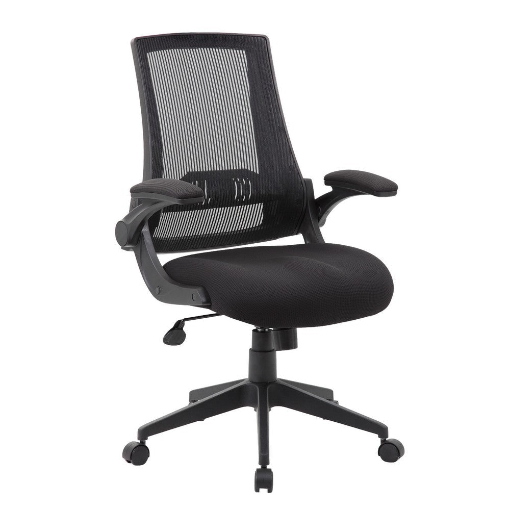 Rolling Task Chair w Flip Arms | Black Mesh | Spring Tilt Mechanism BM344455