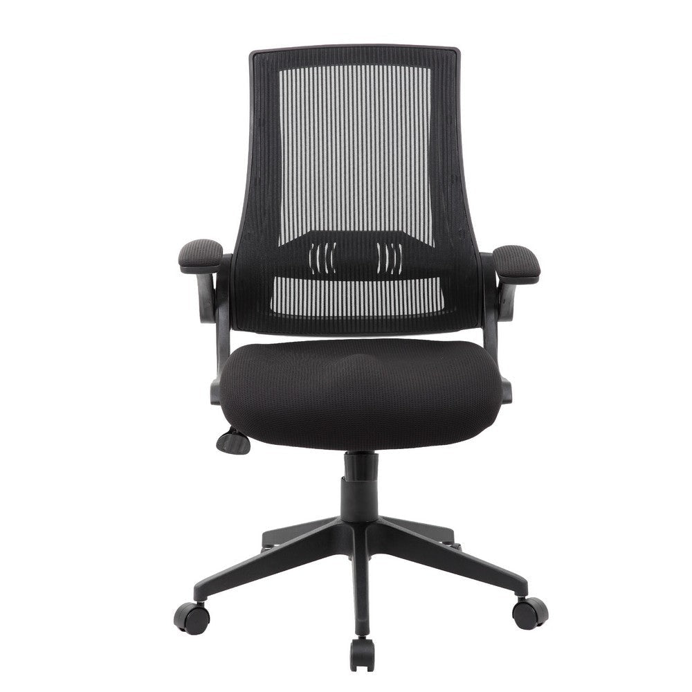 Rolling Task Chair w Flip Arms | Black Mesh | Spring Tilt Mechanism BM344455