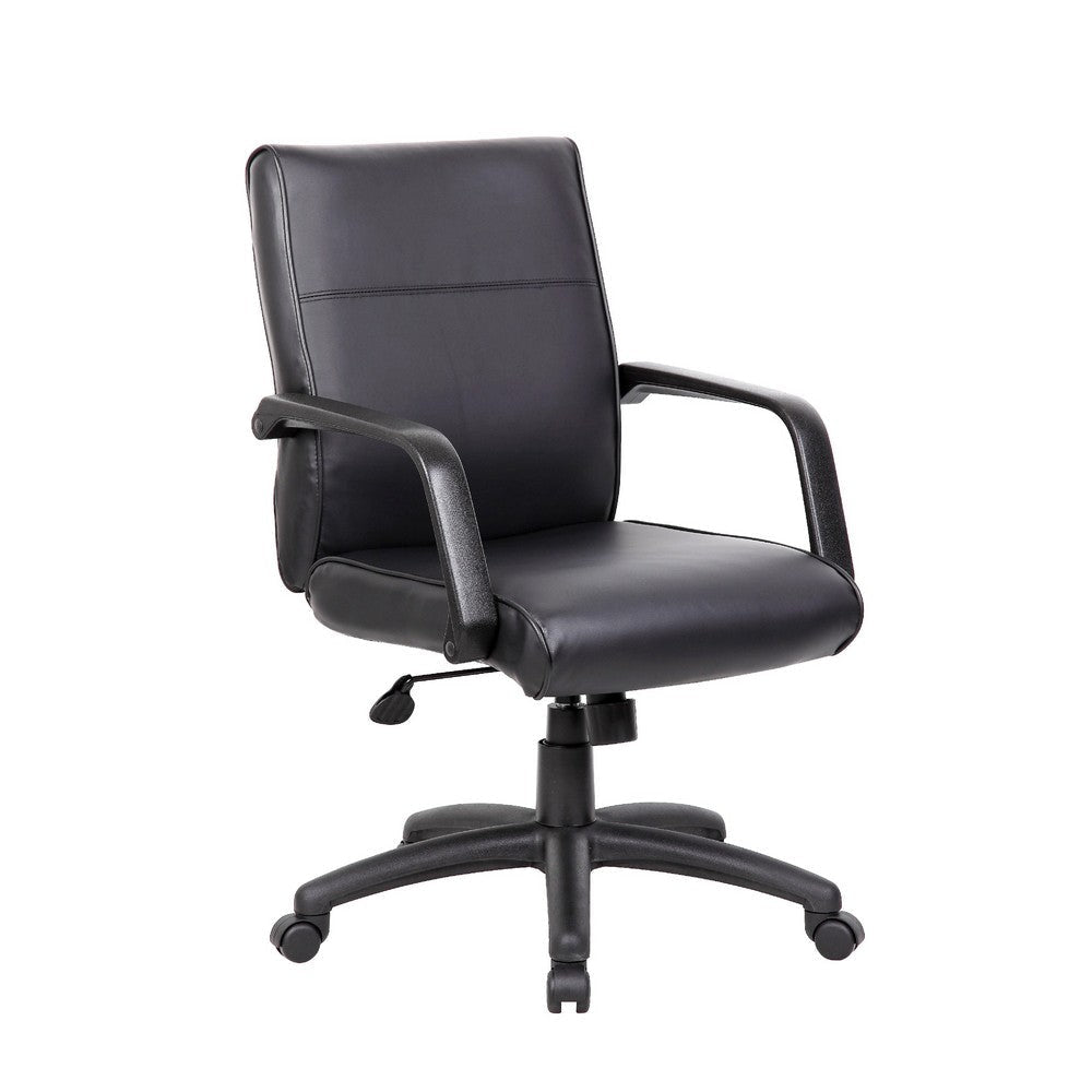 Rolling Executive Armchair | Black Faux Leather | Lumbar Support | Swivel BM344456