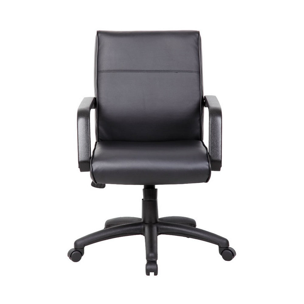 Rolling Executive Armchair | Black Faux Leather | Lumbar Support | Swivel BM344456