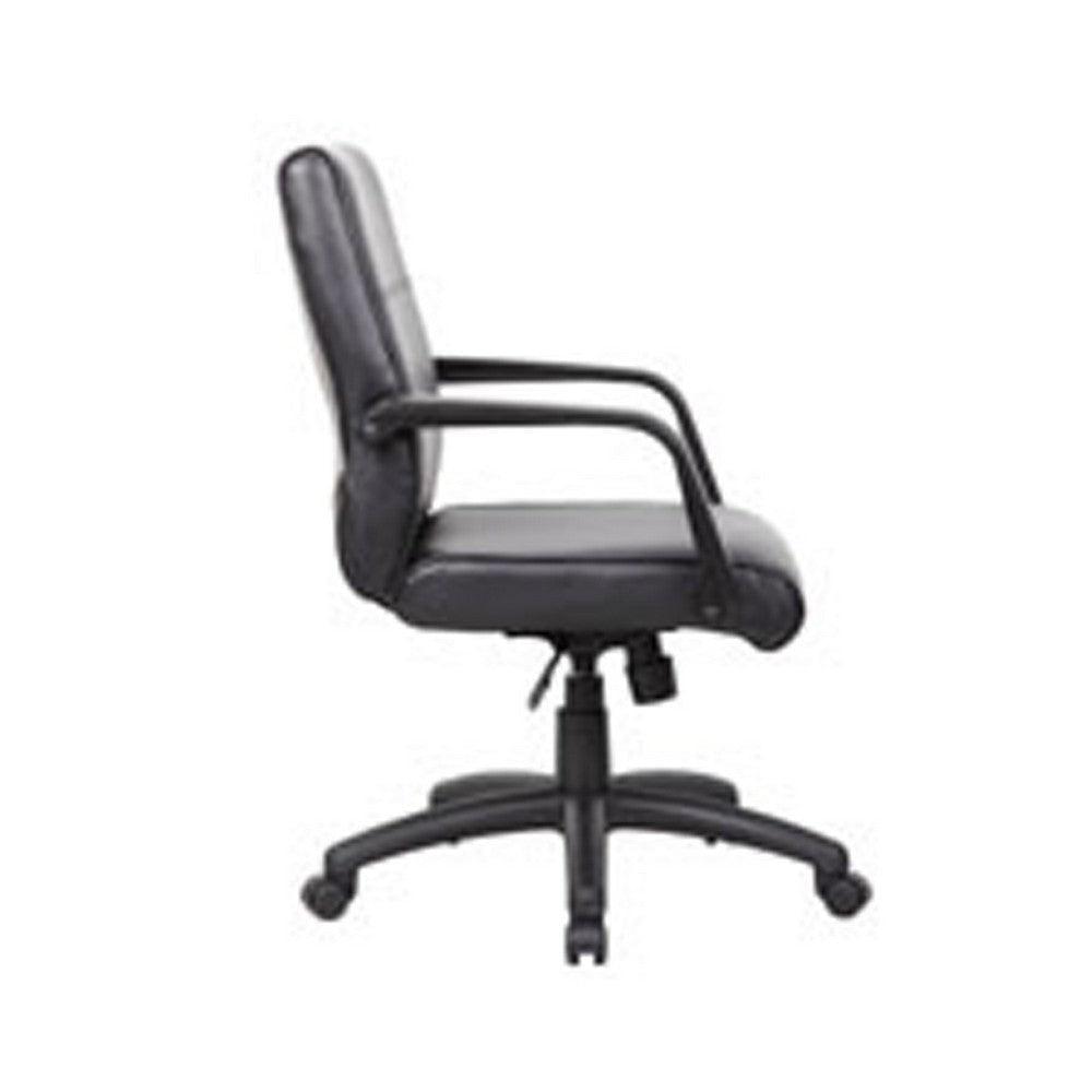 Rolling Executive Armchair | Black Faux Leather | Lumbar Support | Swivel BM344456