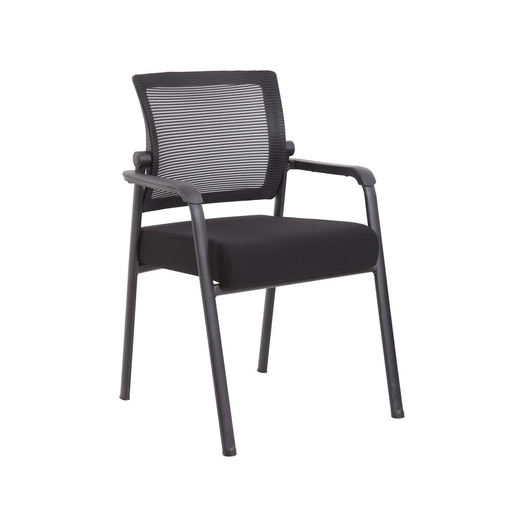 Akon Guest Armchair | Black Mesh | Steel Frame | Fixed Arm Design BM344457
