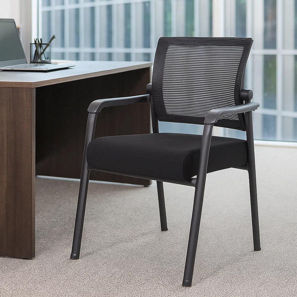 Akon Guest Armchair | Black Mesh | Steel Frame | Fixed Arm Design
