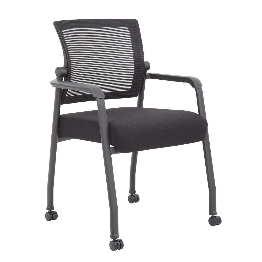 Akon Guest Armchair | Black Mesh | Steel Frame | Smooth-Roll Casters BM344458