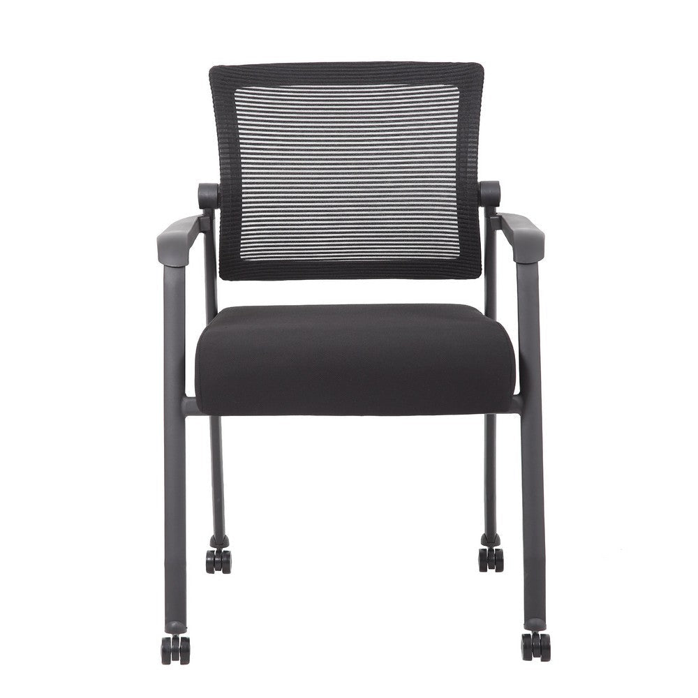 Akon Guest Armchair | Black Mesh | Steel Frame | Smooth-Roll Casters BM344458