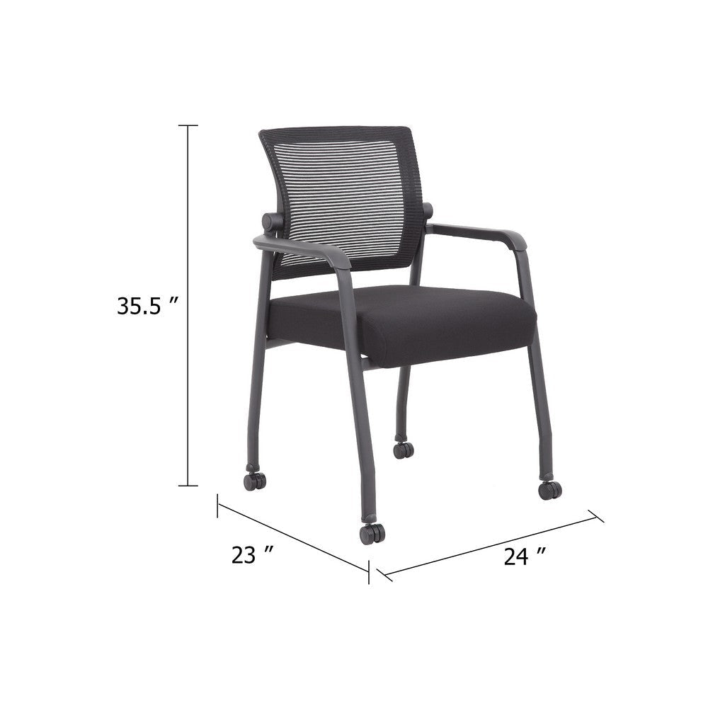 Akon Guest Armchair | Black Mesh | Steel Frame | Smooth-Roll Casters BM344458