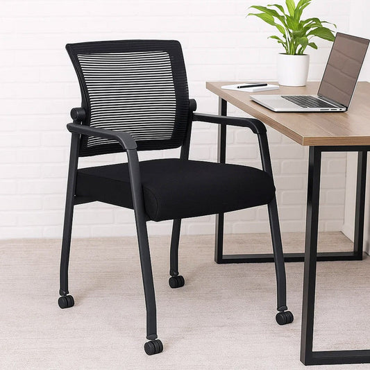 Akon Guest Armchair | Black Mesh | Steel Frame | Smooth-Roll Casters BM344458