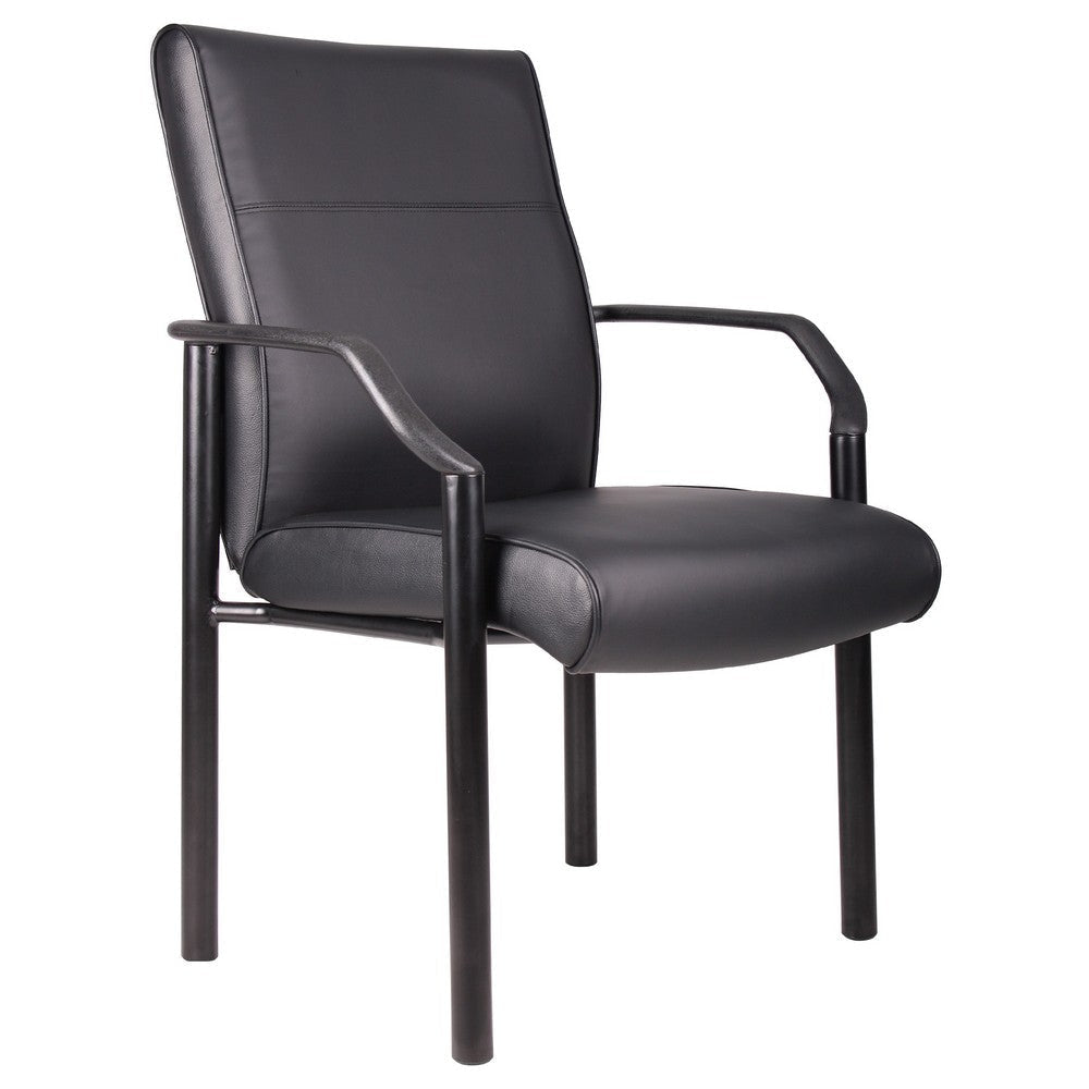 Guest Armchair | Black Faux Leather | Steel Frame | Anti-Wobble Glides BM344459