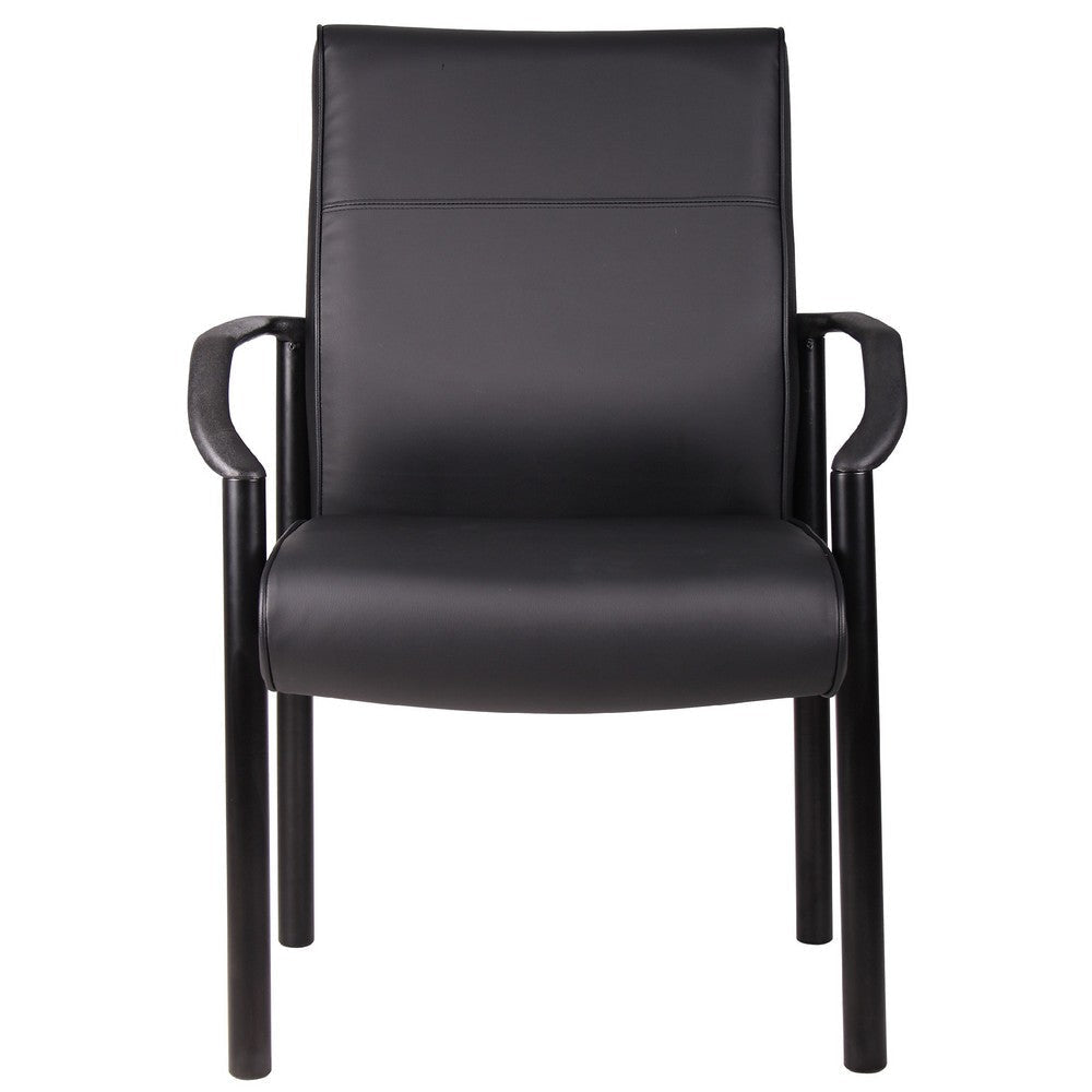 Guest Armchair | Black Faux Leather | Steel Frame | Anti-Wobble Glides BM344459