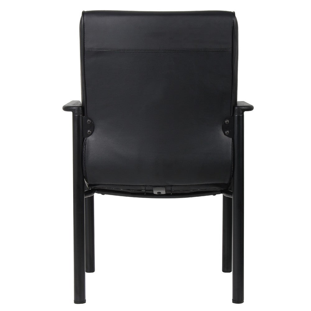 Guest Armchair | Black Faux Leather | Steel Frame | Anti-Wobble Glides BM344459