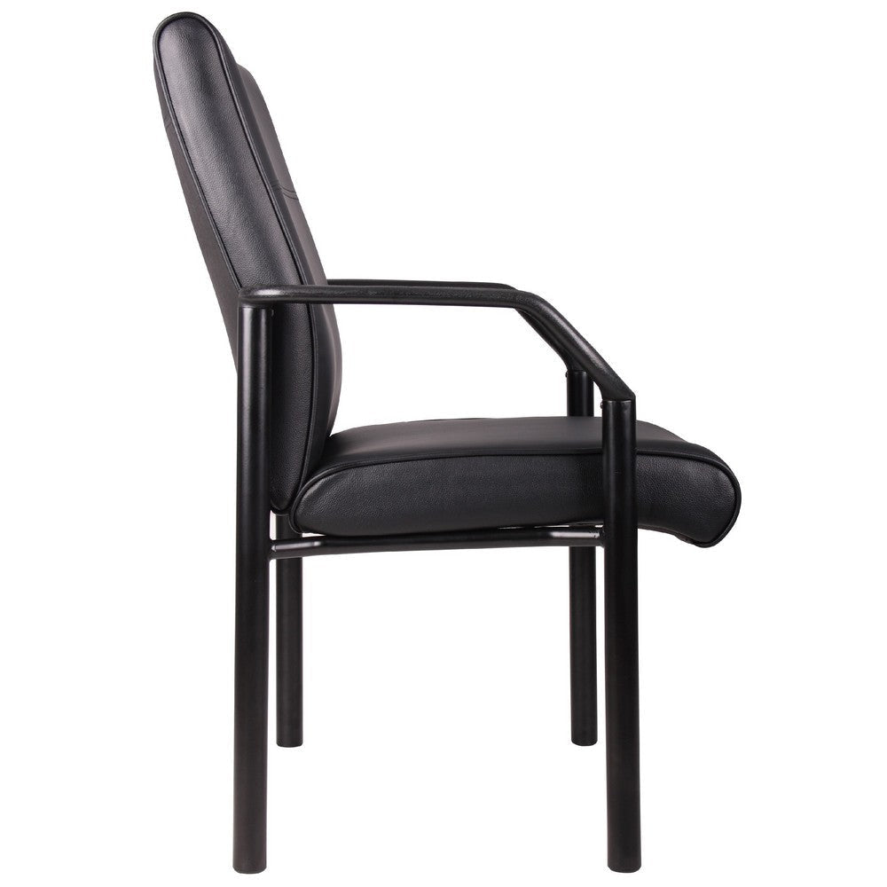 Guest Armchair | Black Faux Leather | Steel Frame | Anti-Wobble Glides BM344459