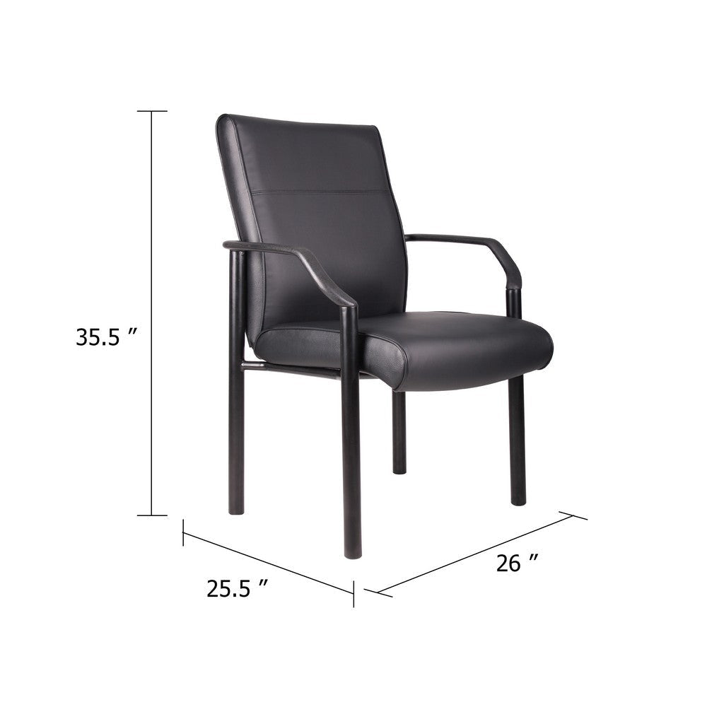 Guest Armchair | Black Faux Leather | Steel Frame | Anti-Wobble Glides BM344459