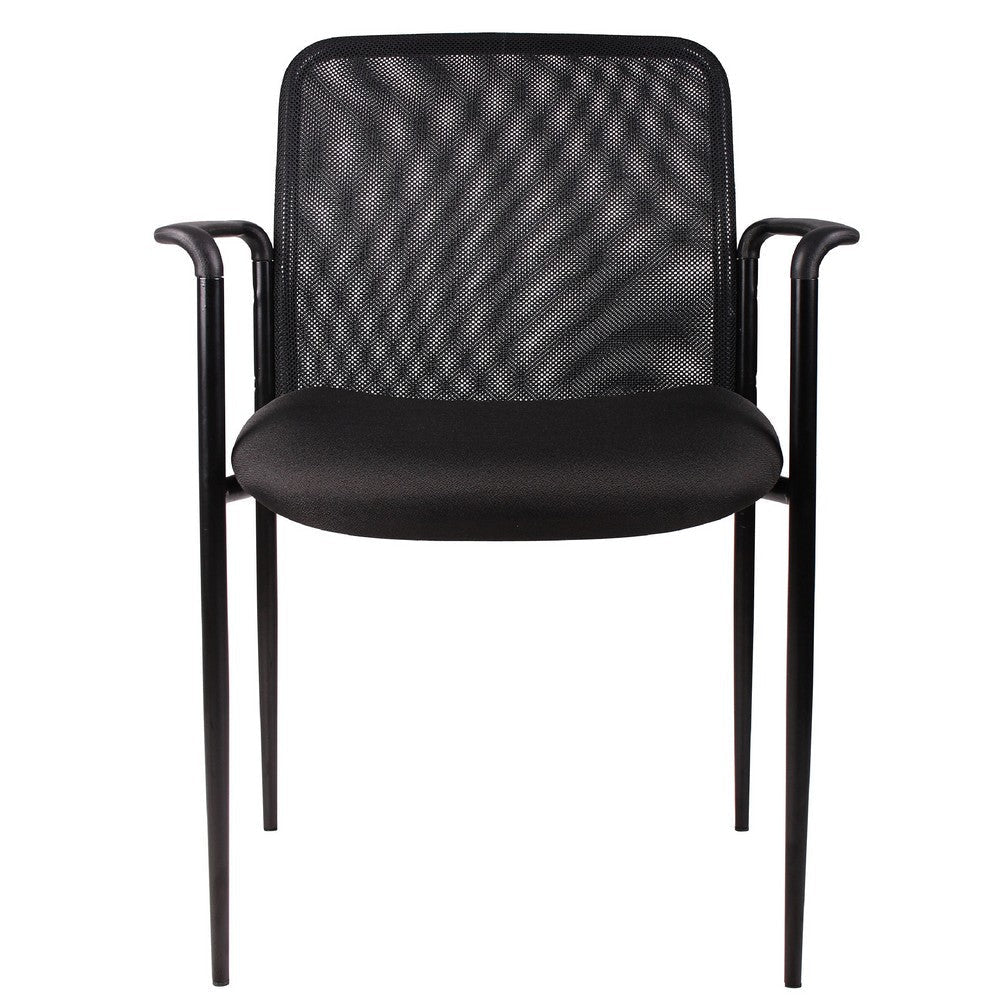 Vayu Guest Armchair | Black Mesh | Steel Frame | Stackable up to Four BM344460