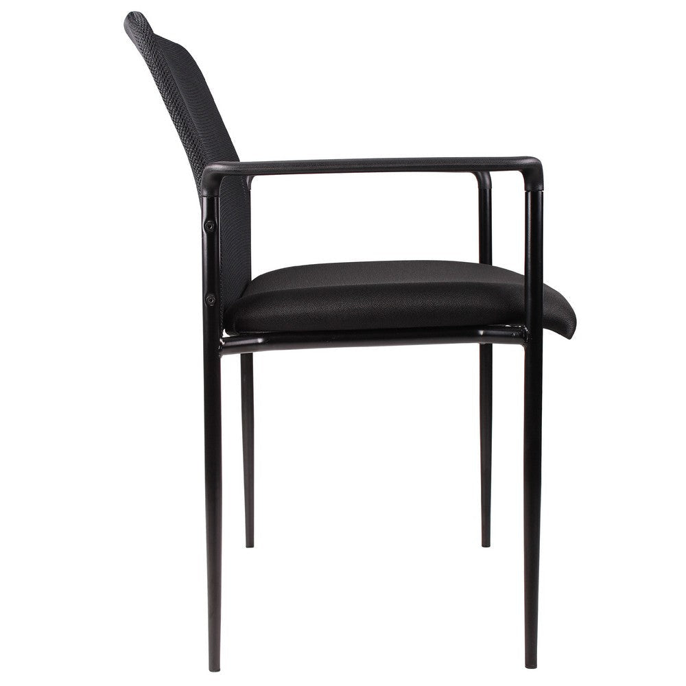 Vayu Guest Armchair | Black Mesh | Steel Frame | Stackable up to Four BM344460