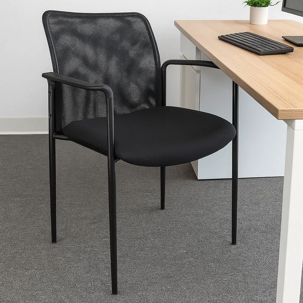 Vayu Guest Armchair | Black Mesh | Steel Frame | Stackable up to Four BM344460