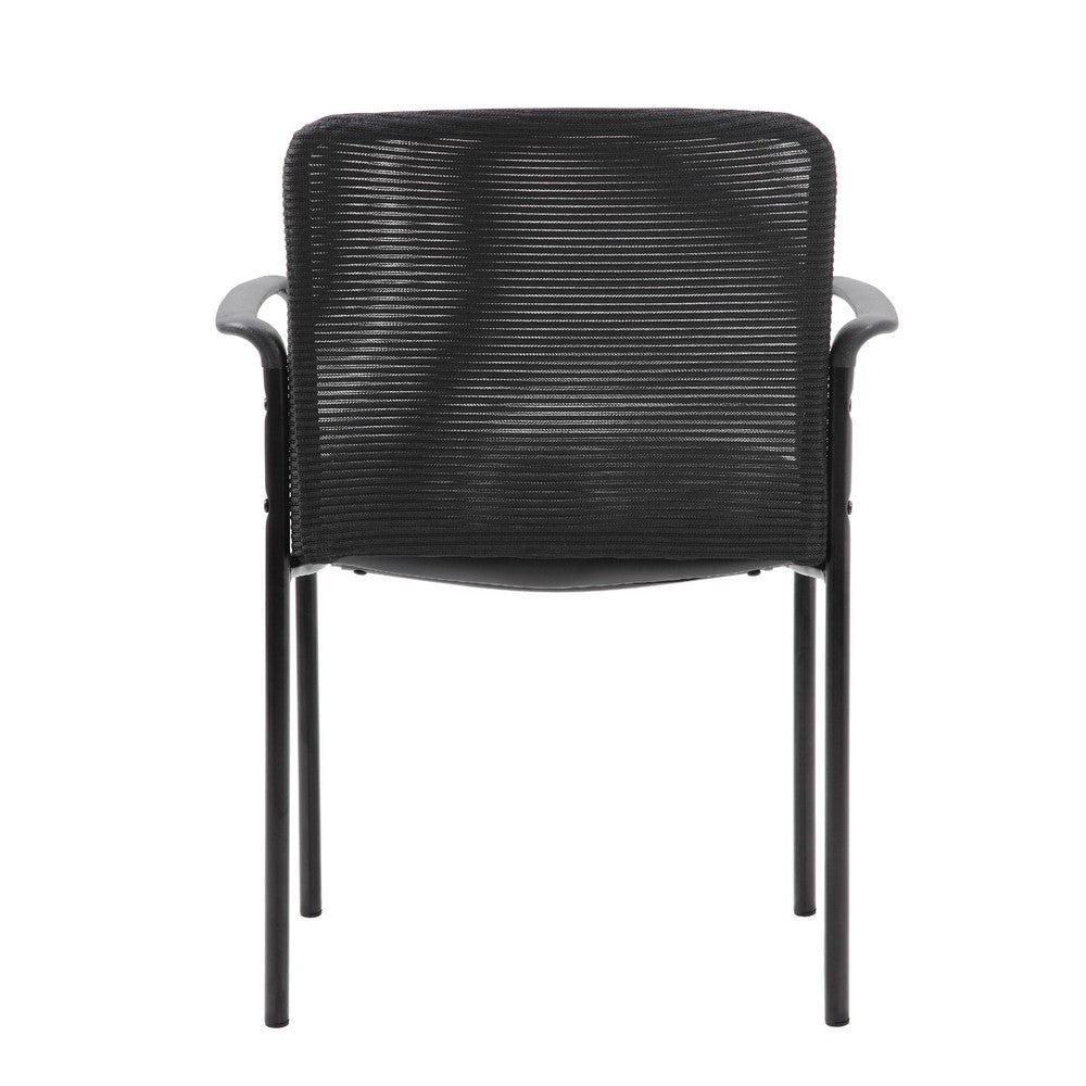 Vayu Guest Armchair | Black Mesh & Vinyl | Stackable Steel Frame BM344461
