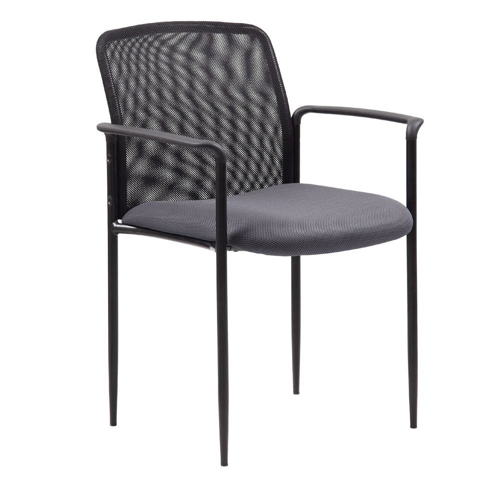 Vayu Stackable Guest Armchair | Gray Mesh | Steel Frame Fixed Arms BM344462