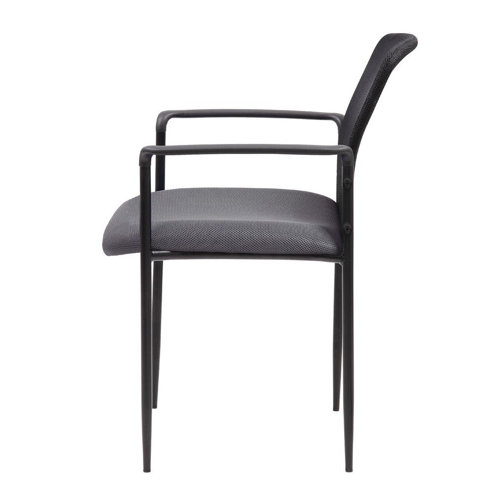 Vayu Stackable Guest Armchair | Gray Mesh | Steel Frame Fixed Arms BM344462