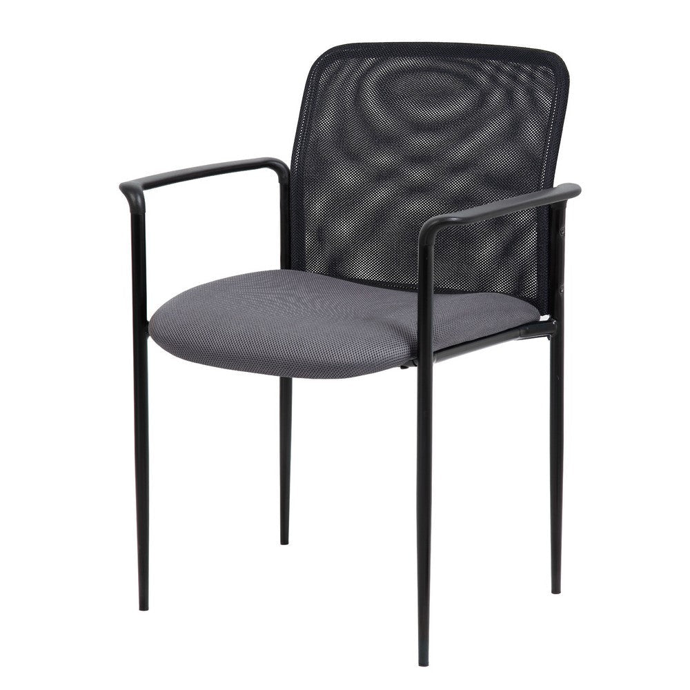 Vayu Stackable Guest Armchair | Gray Mesh | Steel Frame Fixed Arms BM344462