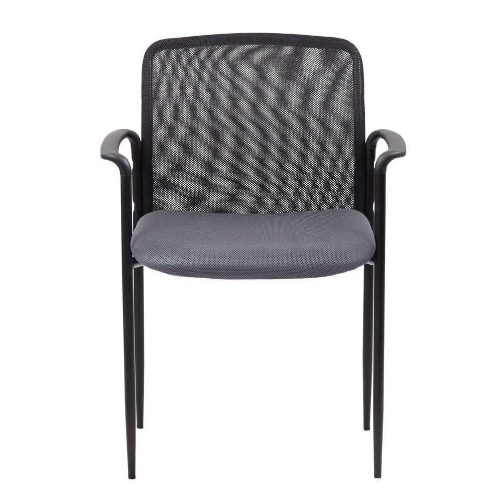 Vayu Stackable Guest Armchair | Gray Mesh | Steel Frame Fixed Arms BM344462