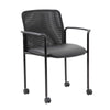 Vayu Stackable Guest Chair w Caster Wheels | Black Mesh & Caressoft Vinyl BM344463