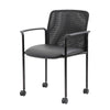 Vayu Stackable Guest Chair w Caster Wheels | Black Mesh & Caressoft Vinyl BM344463