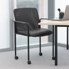 Vayu Stackable Guest Chair w Caster Wheels | Black Mesh & Caressoft Vinyl