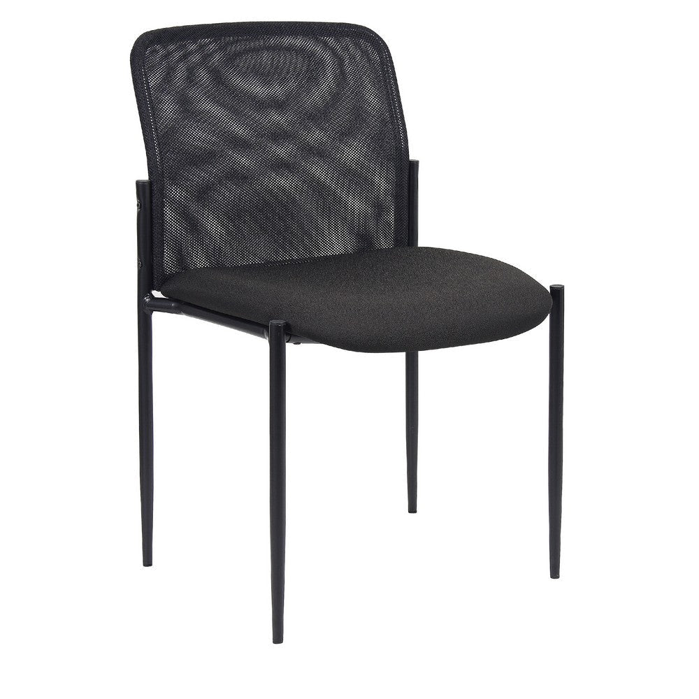 Vayu Stackable Guest Chair | Black Mesh | Soft Crepe Fabric BM344464