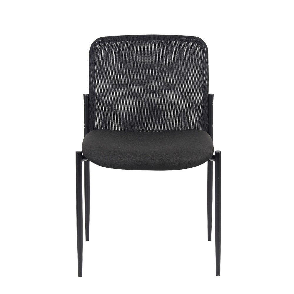 Vayu Stackable Guest Chair | Black Mesh | Soft Crepe Fabric BM344464