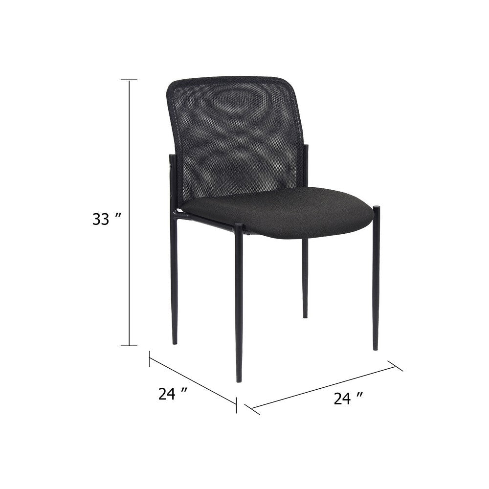 Vayu Stackable Guest Chair | Black Mesh | Soft Crepe Fabric BM344464