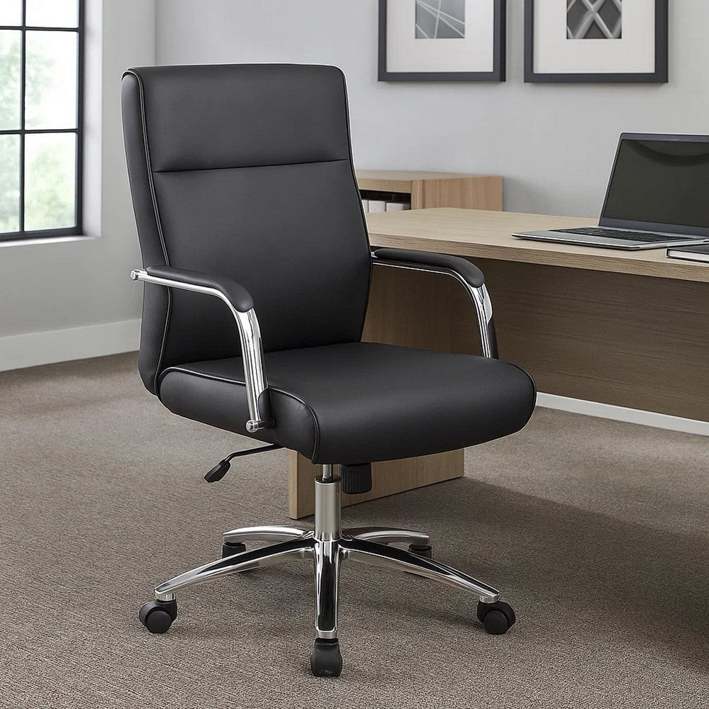 Megh Rolling Executive Conference Chair | Black Vinyl | Spring Tilt BM344465