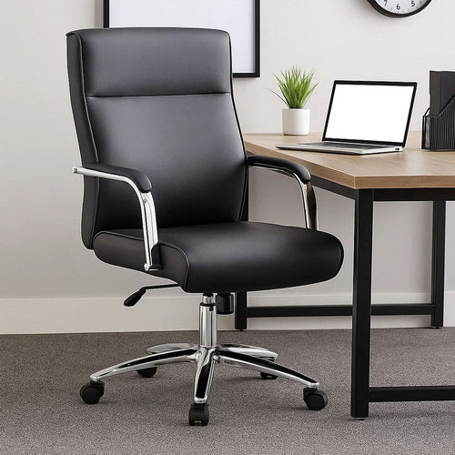 Megh Rolling Executive Conference Chair | Black Vinyl | Spring Tilt BM344465