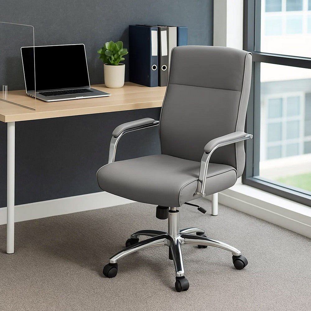 Megh Rolling Executive Conference Chair | Gray Vinyl | Lumbar Support BM344466